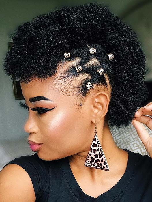Trendy, Natural Mohawk with Hair Cuffs