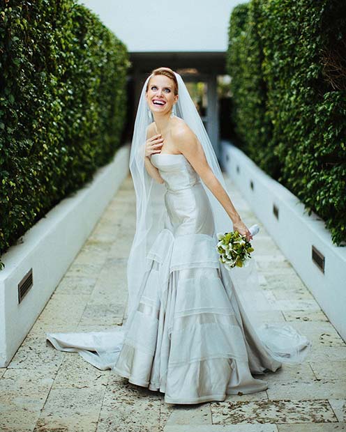 Trendy Silver Bridal Gown