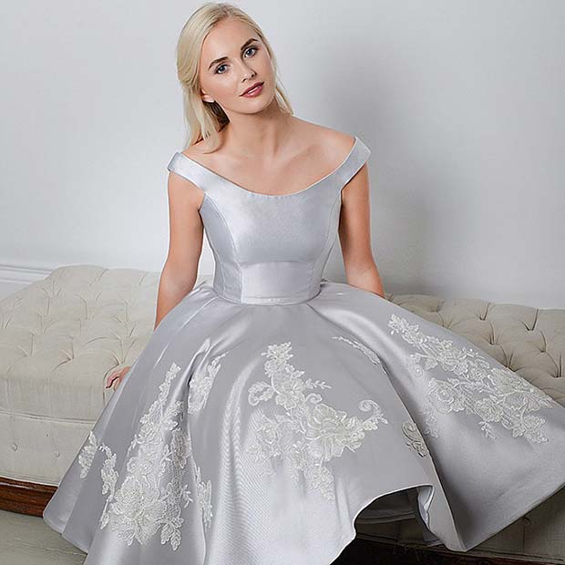 Short Silver Wedding Dress