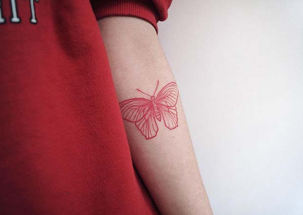 Beautiful Red Butterfly Tattoo Idea