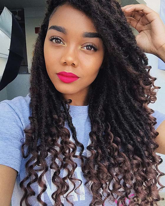 Textured Faux Locs with Curly Ends