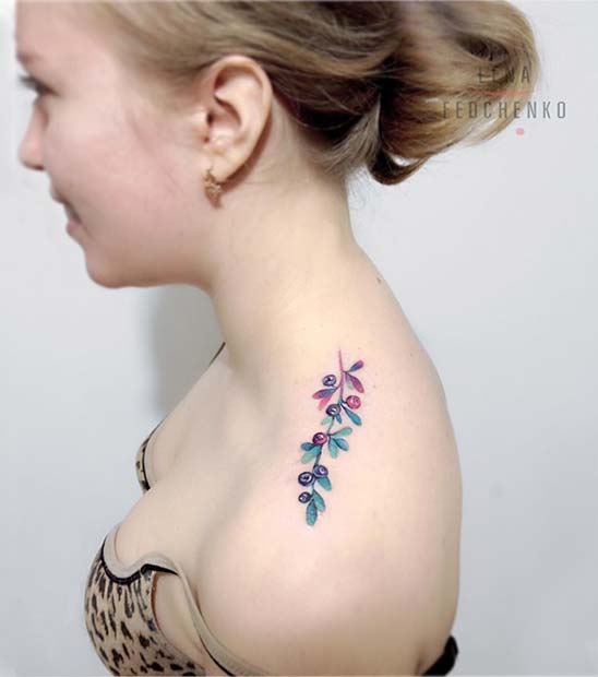 Cute Botanical Shoulder Tattoo