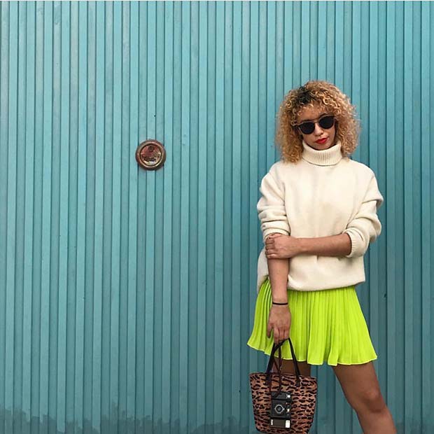 Cute Sweater and Neon Skirt