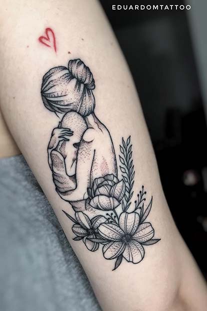 Floral Mother and Child Tattoo