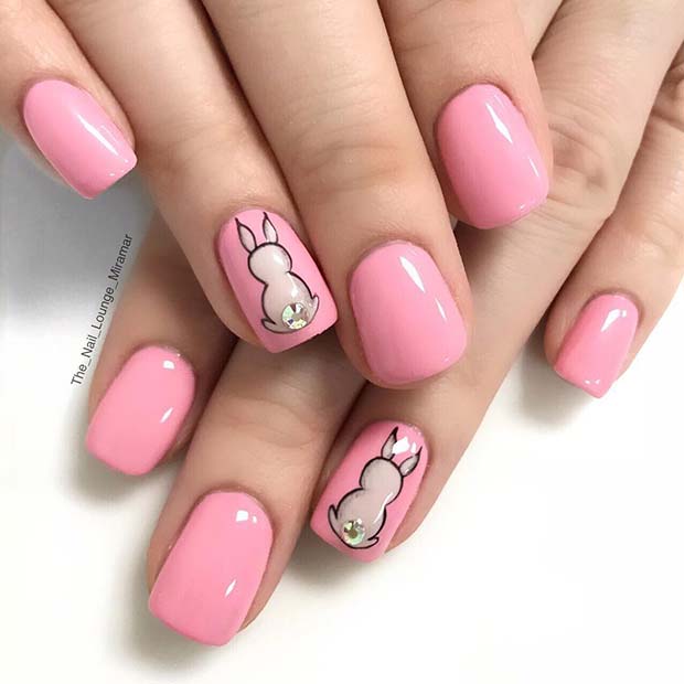 Glam Pink Easter Nails