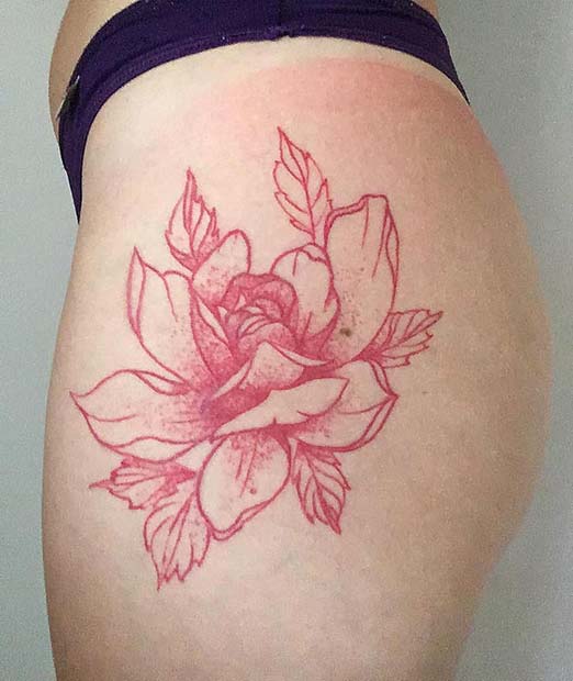 Gorgeous Red Lotus Tattoo Idea