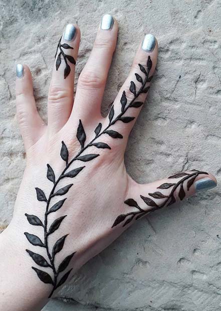 Leafy Henna Hand Design