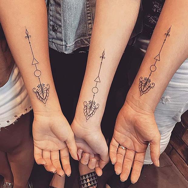 Matching Arrow Tattoos for Sisters or BFFs 