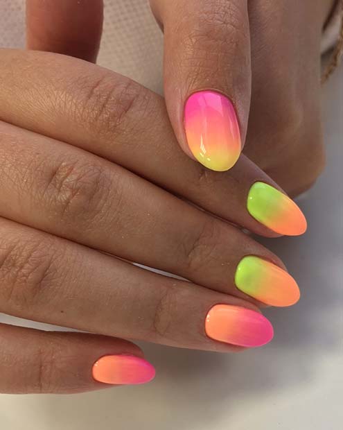 Neon Gradient Nails for Summer