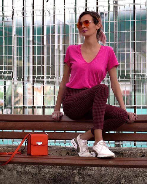 Neon Pink Top and Trendy Trousers