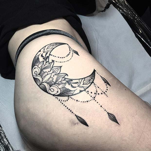 Patterned Moon Tattoo Design
