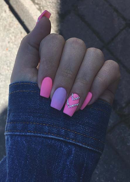 Pink and Purple Summer Nail Design