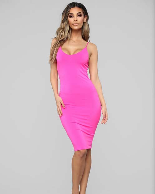Simple and Stylish Neon Pink Dress