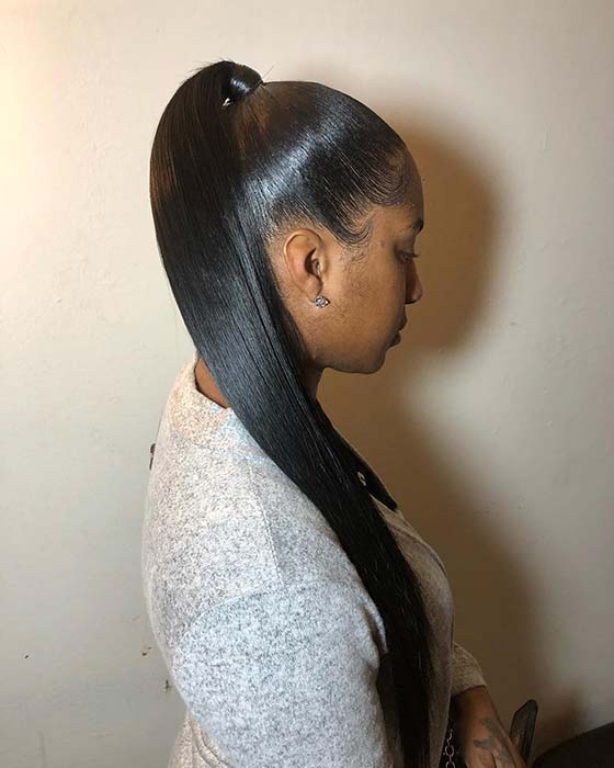 Sleek High Ponytail with Weave