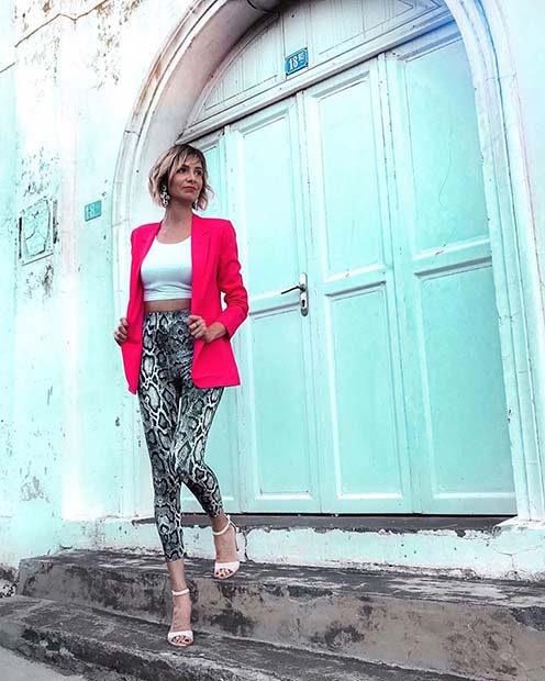 Snake Print Trousers and Neon Jacket
