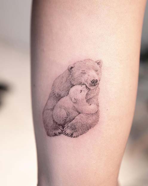 Mama and Baby Bear Tattoo