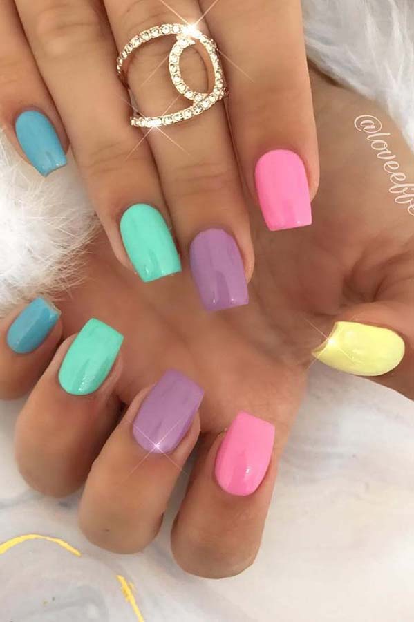 Bright and Colorful Pastel Nails
