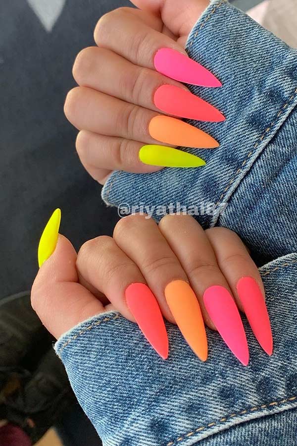 Colorful Matte Stiletto Nails