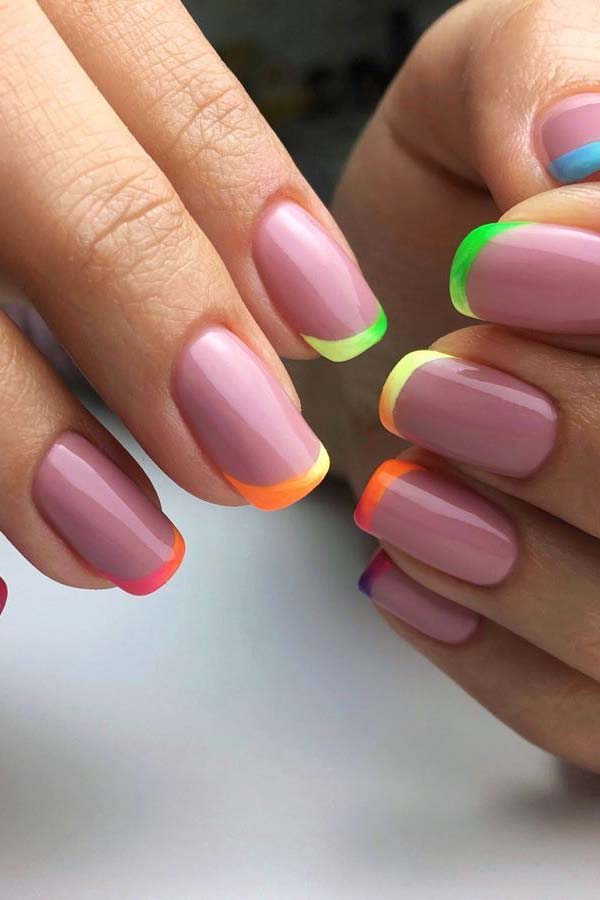 Summer Nails with Colorful Tips