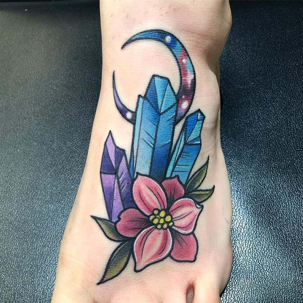 Cool Crystal Foot Tattoo