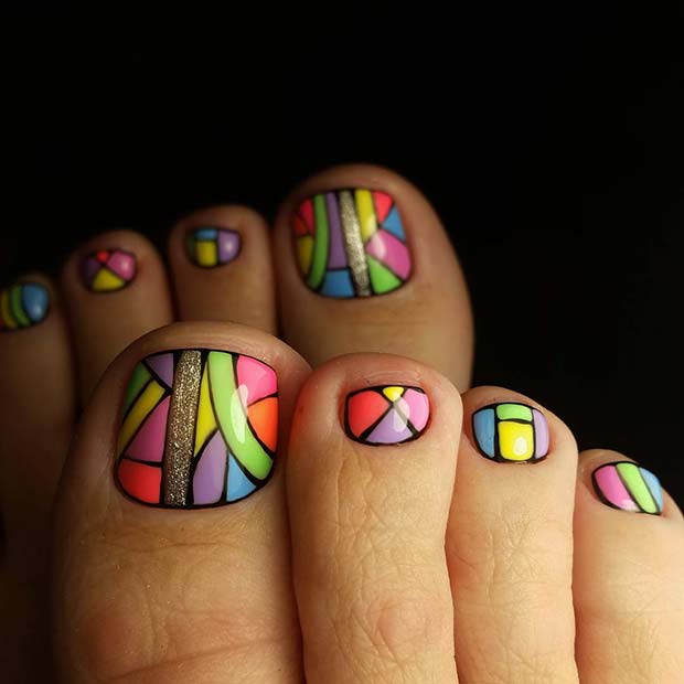 Funky Colorful Toe Nail Design