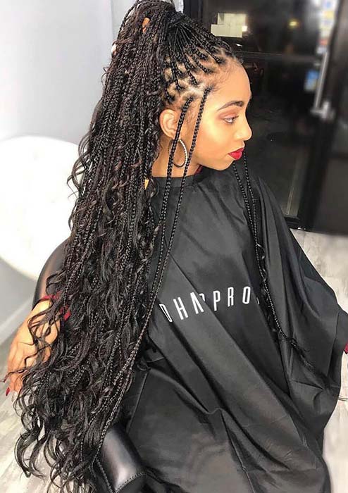 Long and Thin Braids with Curls
