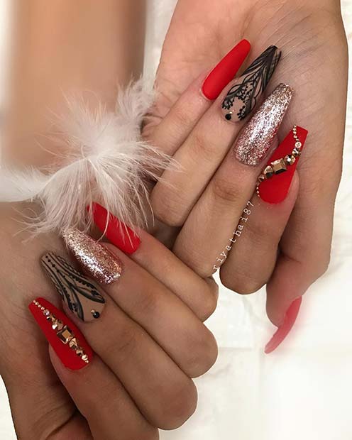 Glam Red Nail Design