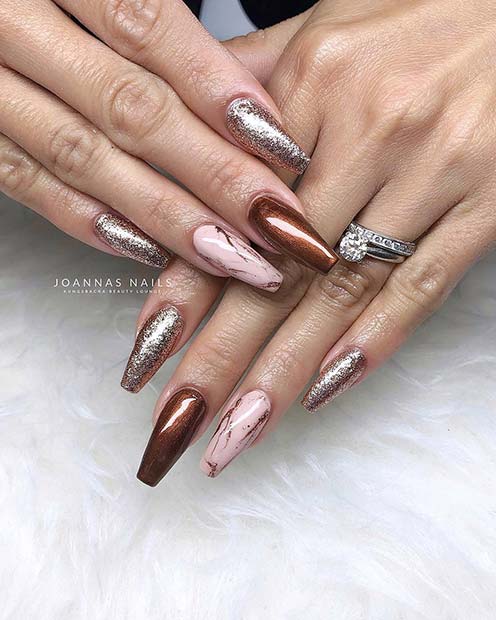 Glitter and Marble Nails