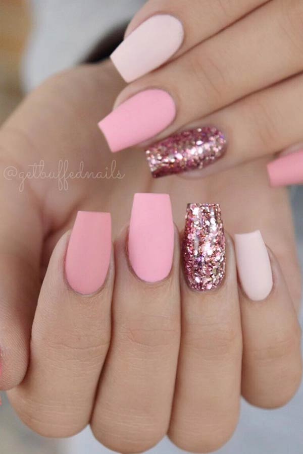 Matte Light Pink Nail Art Design