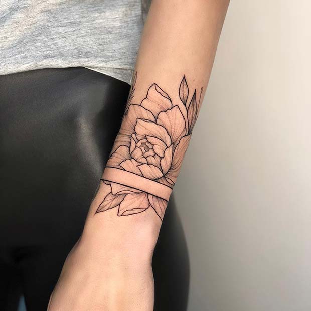 Peony Tattoo with Trendy Cut Out Design