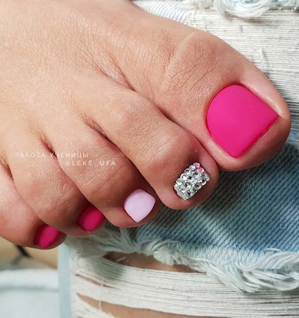 Matte Neon Pink and Crystals