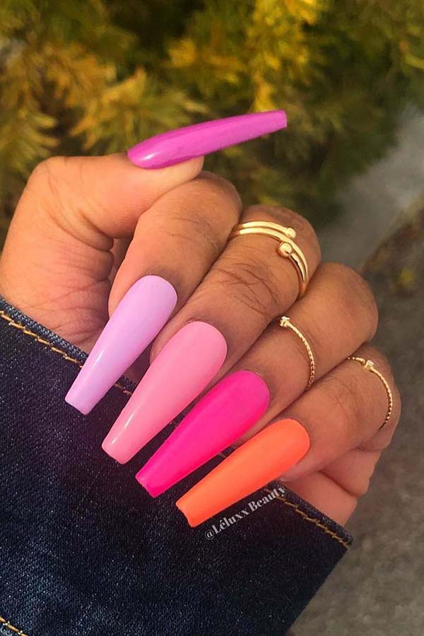 Pink and Orange Nail Idea