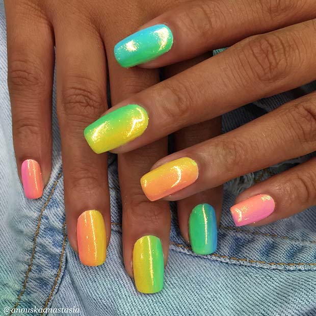 Rainbow Gradient Nails