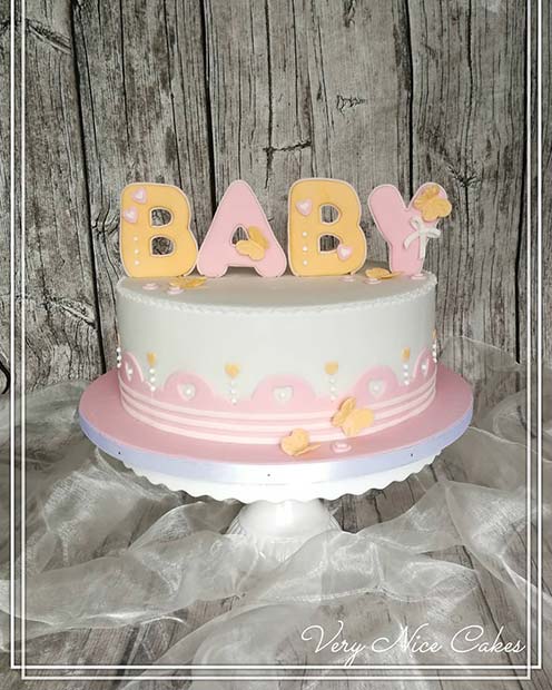 Simple Cake with Bright Baby Cake Topper