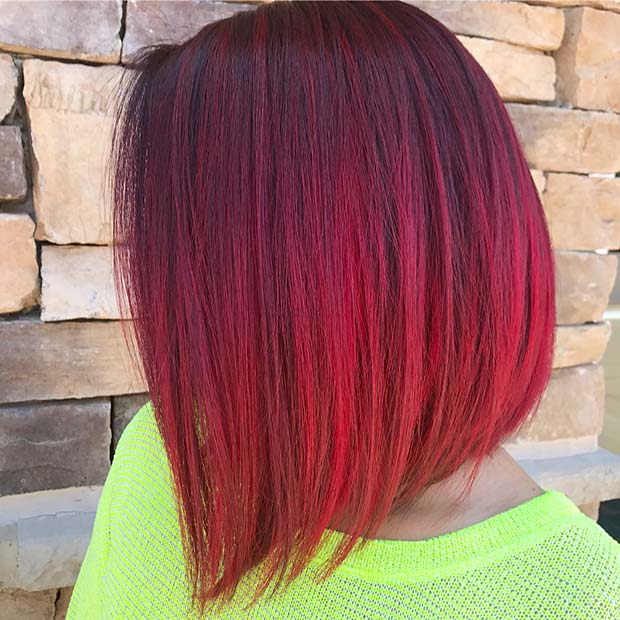 Sleek Red Bob Hairstyle Idea