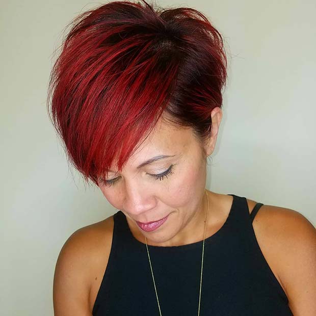 Long Red Pixie Cut