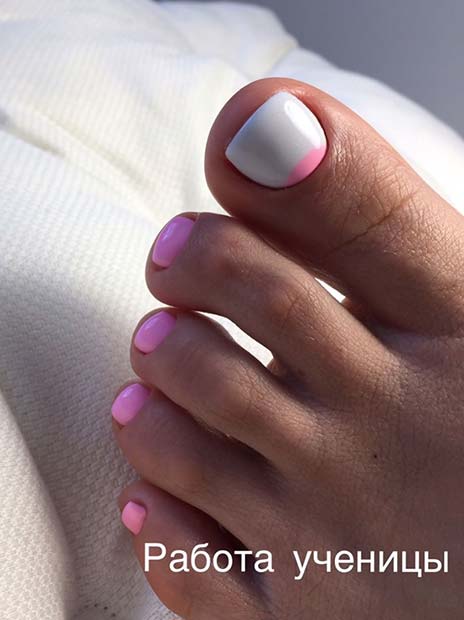 Simple White and Pink Nails
