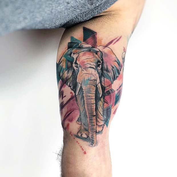 Artistic Elephant Tattoo