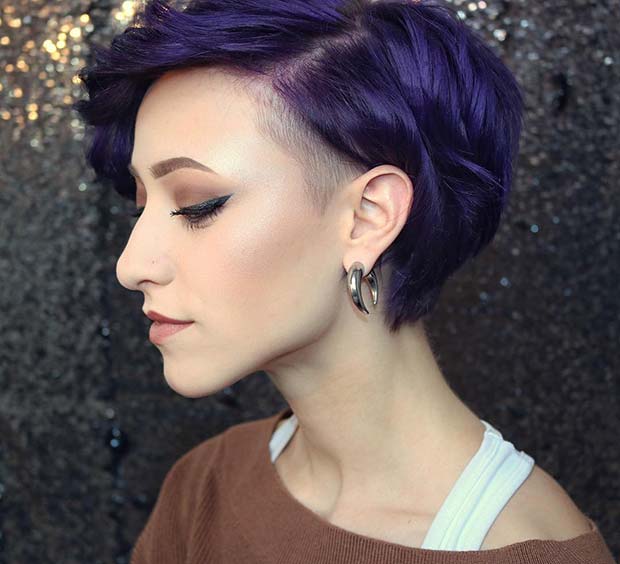 Bold Purple Hair Idea with an Undercut 