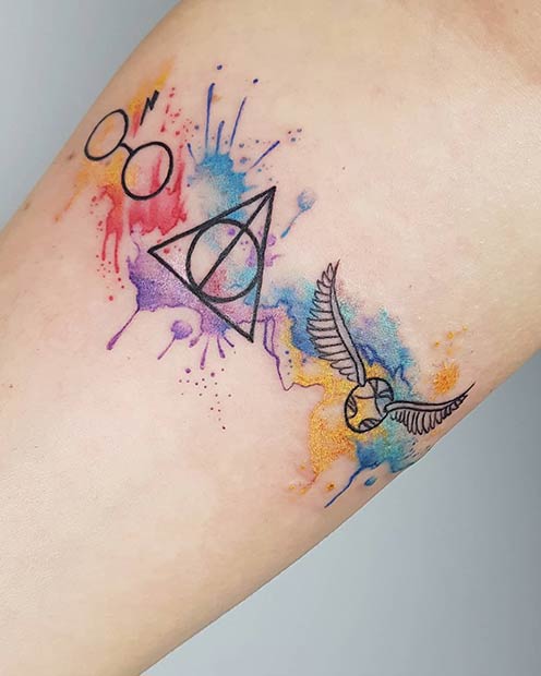 Colorful Harry Potter Tattoo