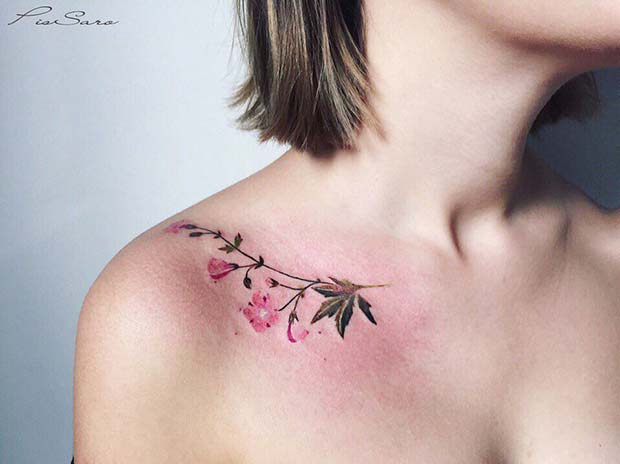 Delicate Watercolor Flower Tattoo