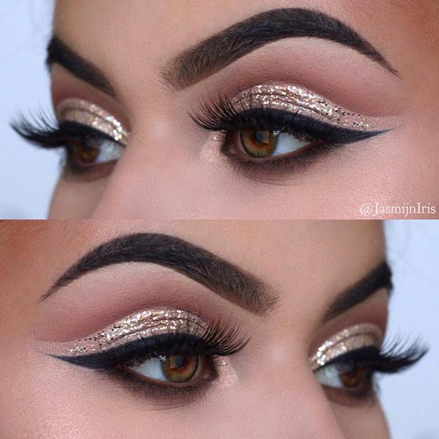 Sparkly Eye Makeup Idea for Brown Eyes