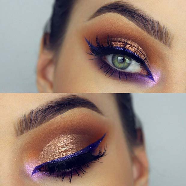 Gold and Purple Eyeshadow Look