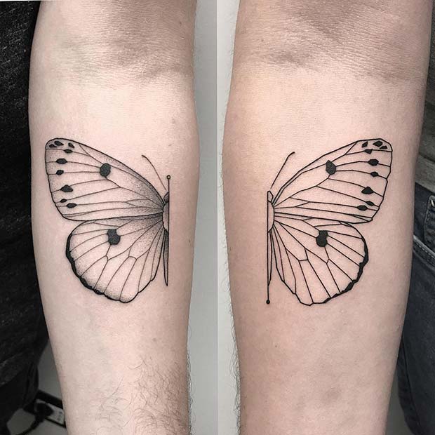 Matching Half Butterfly Tattoo Design
