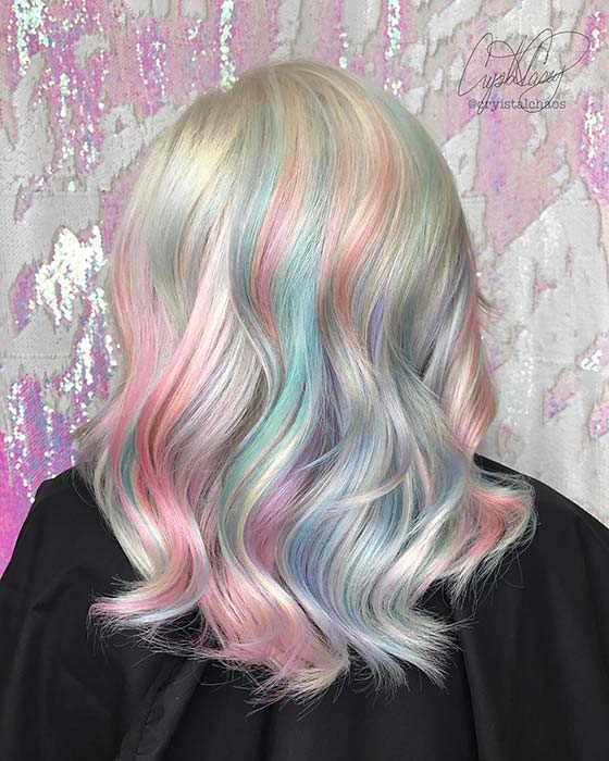 Platinum Blonde and Pastel Rainbow Highlights