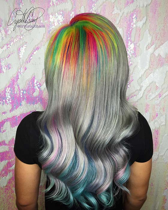 Rainbow Roots Hair Color Idea