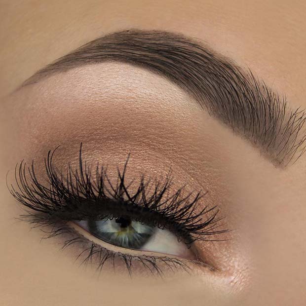 Soft Brown Eyeshadow and False Lashes