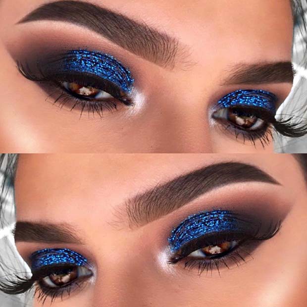 Blue Glitter Makeup Idea