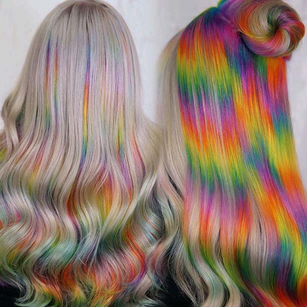 Trendy Rainbow Hair Idea