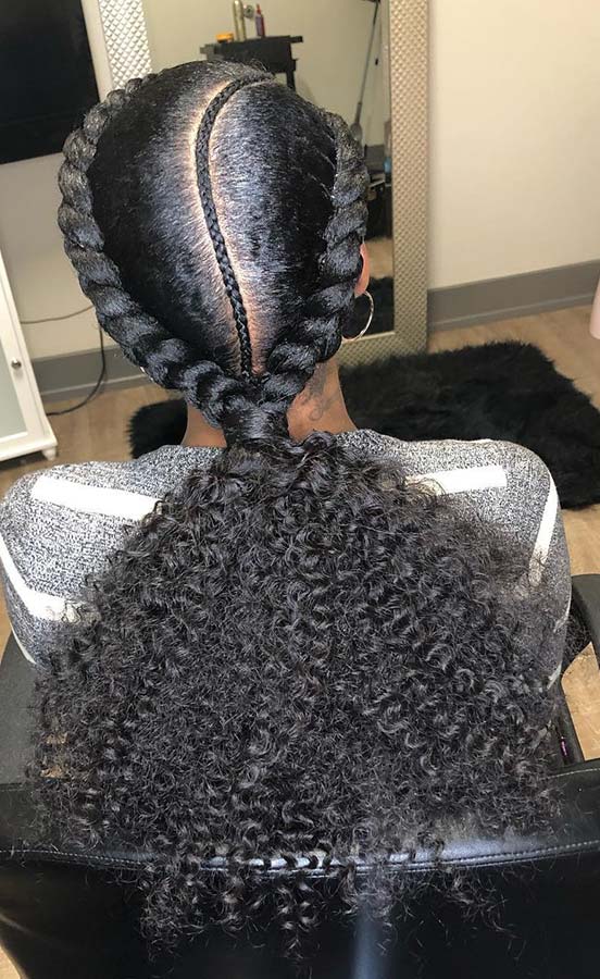Two Braids into a Curly Ponytail